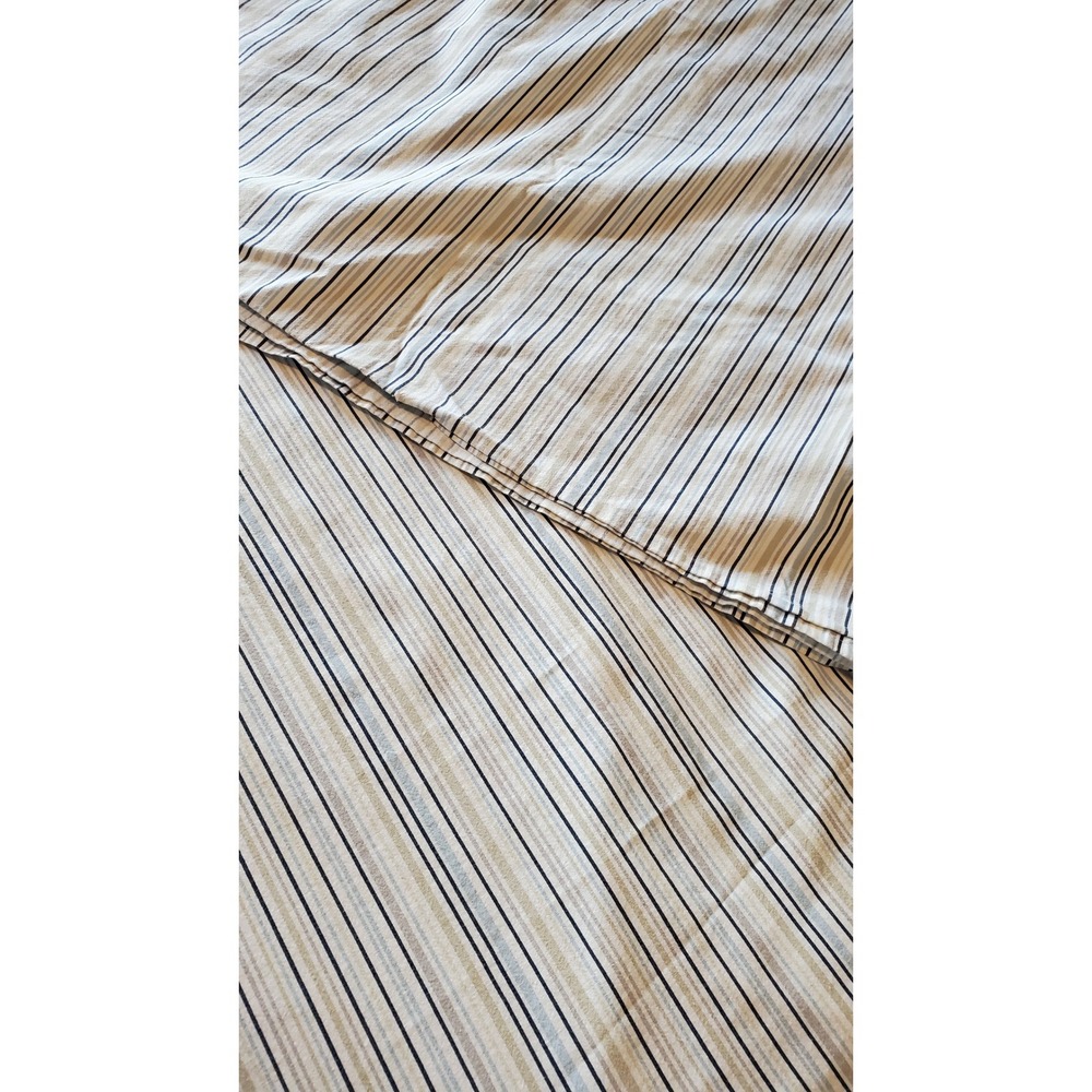 Ikea Striped Duvet Cover Set White Navy Tan Blue with 2 Pillowcases 80x92